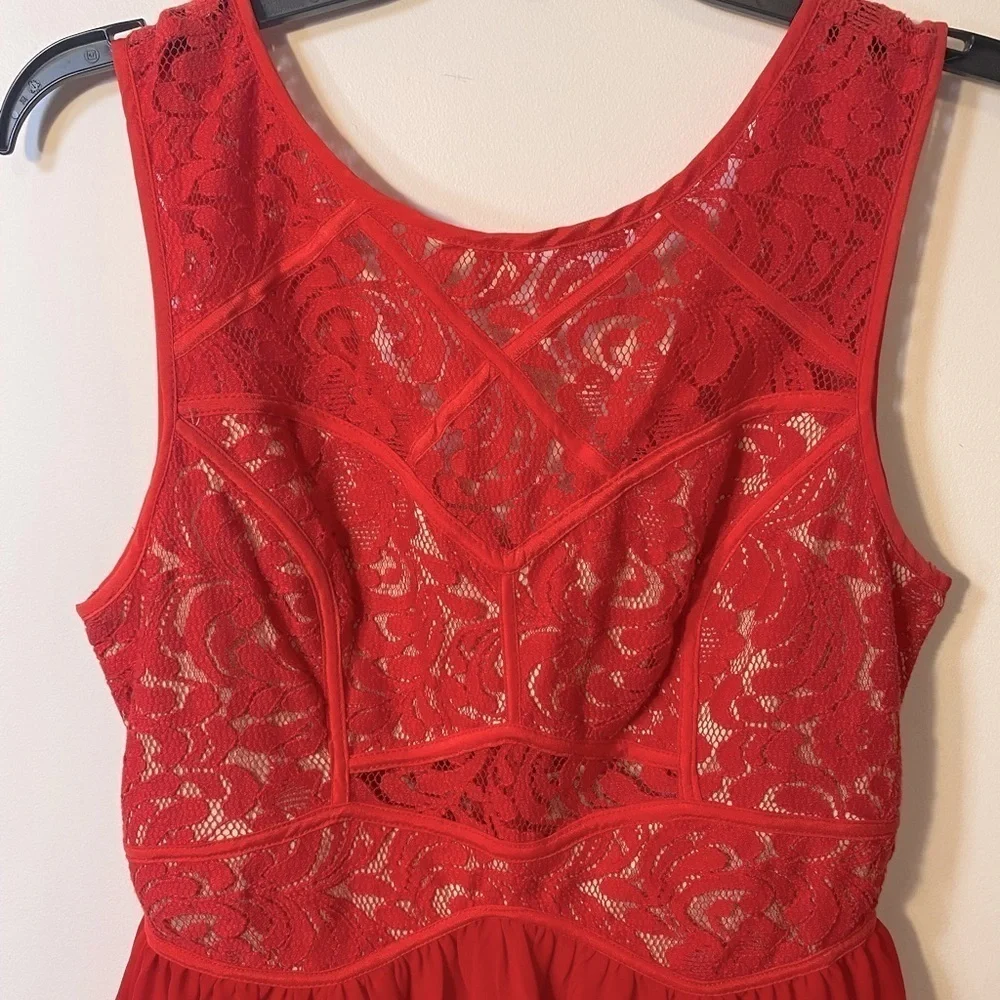 NWT Arc & Co Womens Lace Top Mini Red Dress Size Medium Prom Party Sexy - Picture 2 of 16